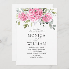 Elegante roze hortensia bloemenbruiloft alles in é kaart