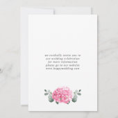 Elegante roze hortensia bloemenbruiloft save the date (Achterkant)