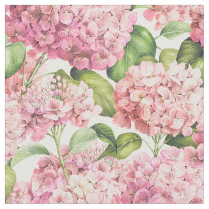 Elegante Roze Hortensia Bloempatroon Stof
