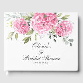 Elegante Roze Hortensia Eucalyptus Bruiloft Feest Gastenboek (Voorkant)