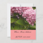 Elegante Roze Hortensia Huis Verwarmingsuitnodigin Kaart (Achterkant)