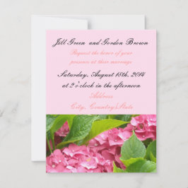 Elegante Roze Hortensia Huwelijksuitnodiging Kaart