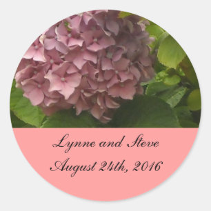 Elegante Roze Hortensia Save the Date Ronde Sticker