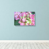 Elegante Roze Hortensia's Canvas Afdruk (Insitu (Houten vloer))