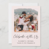 Elegante Roze Huwelijksreceptie Uitnodiging (Voorkant)