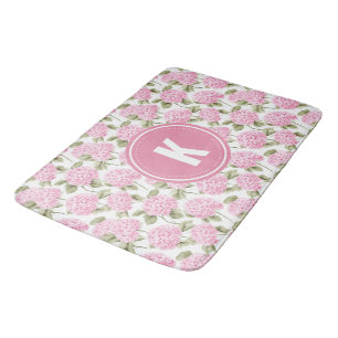 Elegante roze Hydragea bloemen patroon Monogram Badmat