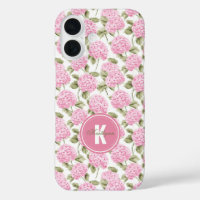 Elegante roze Hydragea bloemen patroon Monogram