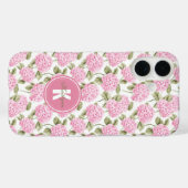 Elegante roze Hydragea bloemen patroon Monogram Case-Mate iPhone Case (Achterkant (horizontaal))