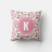 Elegante roze Hydragea bloemen patroon Monogram Kussen (Voorkant)