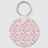 Elegante roze Hydragea bloemen patroon Monogram Sleutelhanger (Achterkant)