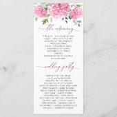 Elegante Roze Hydrangea Bloemen Huwelijksceremonie Programmakaart (Achterkant)