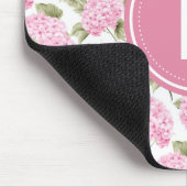 Elegante Roze Hydrangea Bloemen Patroon Monogram Muismat (Hoek)