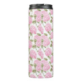 Elegante Roze Hydrangea Bloemen Patroon Monogram Thermosbeker (Achterkant)
