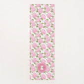 Elegante Roze Hydrangea Bloemen Patroon Monogram Yogamat (Voorkant)