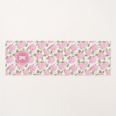 Elegante Roze Hydrangea Bloemen Patroon Monogram Yogamat (Voorkant (horizontaal))