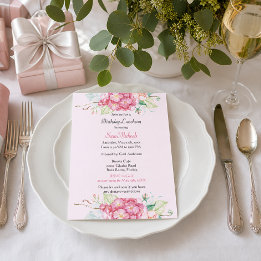 Elegante Roze Hydrangea Bloemrijke Verjaardag  Kaart