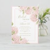 Elegante Roze Hydrangea Bruidsuitnodiging Kaart (Staand voorkant)