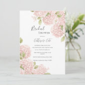 Elegante Roze Hydrangea Bruidsuitnodiging Kaart (Staand voorkant)