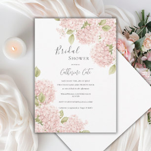 Elegante Roze Hydrangea Bruidsuitnodiging Kaart