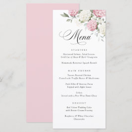 Elegante Roze Hydrangea Groene Huwelijksmenu Menu