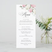Elegante Roze Hydrangea Groene Huwelijksmenu Menu (Staand voorkant)