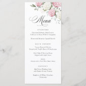 Elegante Roze Hydrangea Groene Huwelijksmenu Menu (Voorkant)