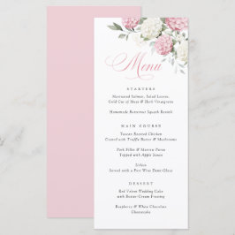 Elegante Roze Hydrangea Groene Huwelijksmenu Menu