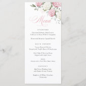 Elegante Roze Hydrangea Groene Huwelijksmenu Menu (Voorkant)