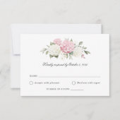 Elegante Roze Hydrangea Trouw RSVP Kaart (Voorkant)