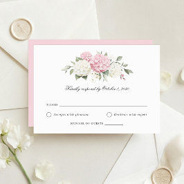 Elegante Roze Hydrangea Trouw RSVP Kaart