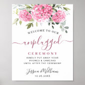 Elegante roze Hydrangea Unplugged huwelijksceremon Poster (Voorkant)