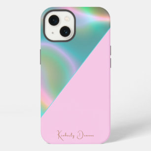 Elegante Roze Iridiserende Holografisch iPhone 13 Hoesje