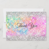 Elegante roze iriserende roze zilver glitter bedankkaart (Voorkant)