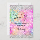 Elegante roze iriserende zilveren glitter bedankt kaart (Voorkant)