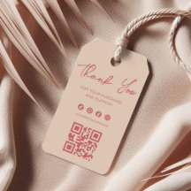 Elegante Roze & Ivoor Bedankt Label Hang Tag