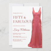 Elegante roze jurk, 50e en fantastische verjaardag kaart (Voorkant)