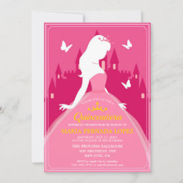 Elegante roze jurk quinceañera verjaardag kaart