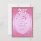 Elegante Roze Juweel Diamond Bow & Confetti Verjaa Kaart (Voorkant)