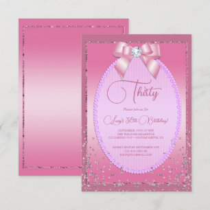 Elegante Roze Juweel Diamond Bow & Confetti Verjaa Kaart
