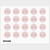 Elegante roze juwelen kroon kunst ronde sticker (Vel)