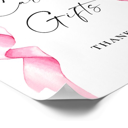 Elegante Roze Kaarten en Gift Bow Vrijgezellenfees Poster (Hoek)