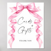 Elegante Roze Kaarten en Gift Bow Vrijgezellenfees Poster (Voorkant)