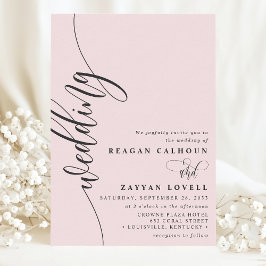 Elegante Roze Kalligrafie Script Bruiloft Kaart
