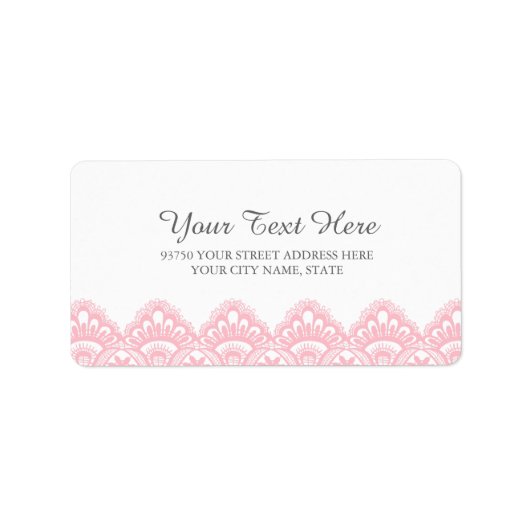 Elegante roze kant adreslabels etiket (Voorkant)