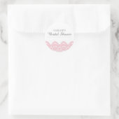 Elegante Roze Kanten Bruiloft Sticker (Tas)