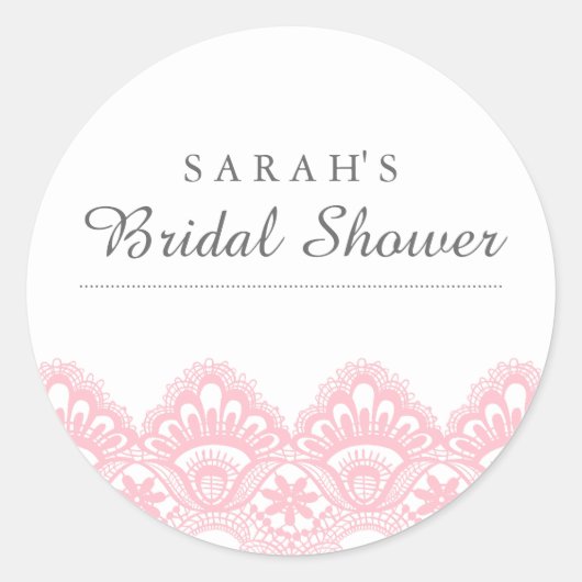 Elegante Roze Kanten Bruiloft Sticker (Voorkant)
