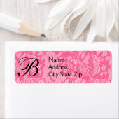Elegante Roze Kanten Monogram Etiket (Insitu)