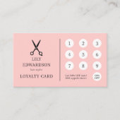 Elegante Roze Kappersschaar Logo QR Code Klantenkaartje (Voorkant)
