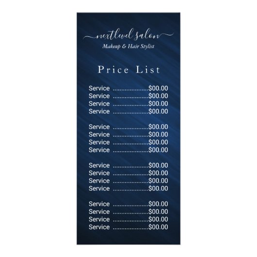 Elegante Roze Kapsalon Prijs Rack Kaart (Voorkant)