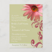 Elegante Roze Kegelbloem Huwelijksuitnodiging Uitnodiging Briefkaart (Voorkant)